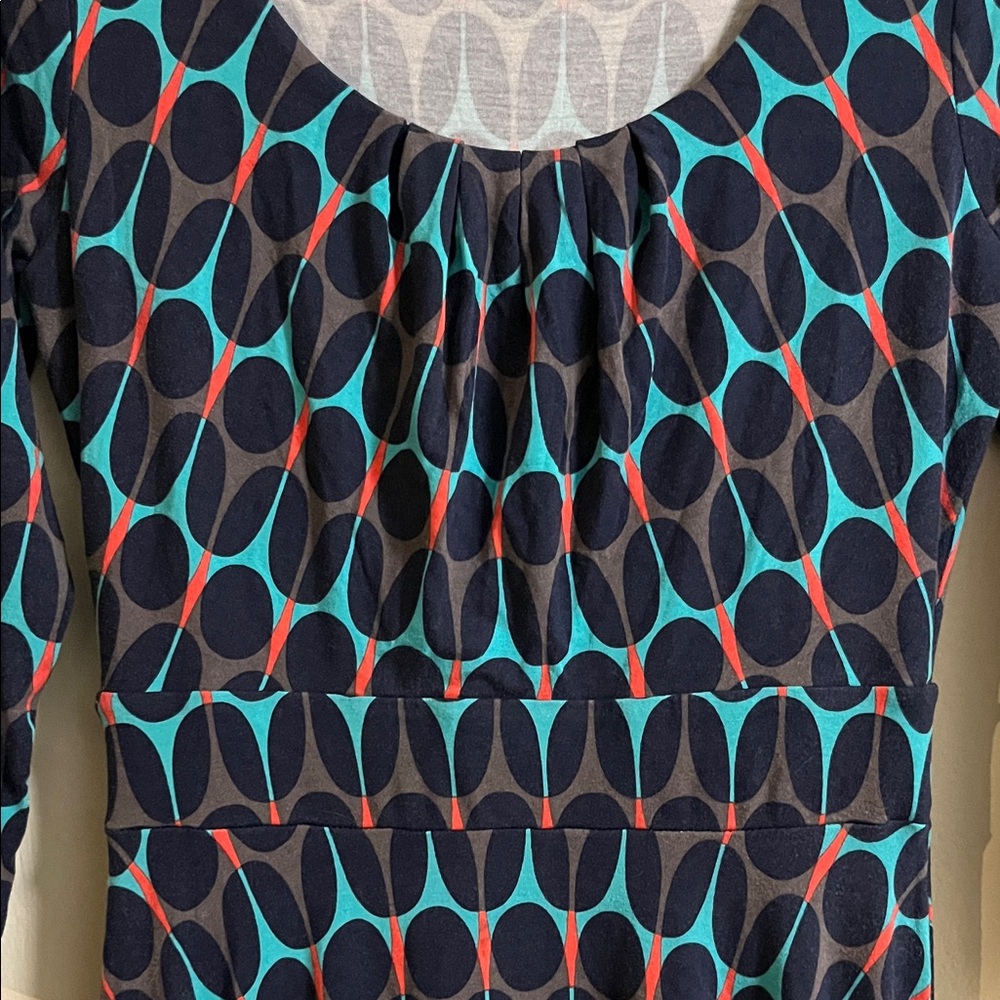 Boden Blue and Red Patterned Long Sleeve Dress - Picture 3 of 7